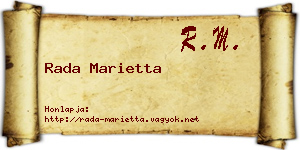 Rada Marietta névjegykártya